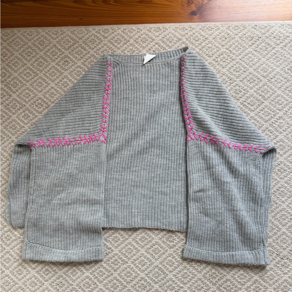 By Together Gray Sweater with Pink Details Size M
